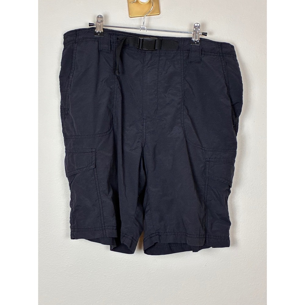 George Mens Cargo Shorts Black Size 36 Builtin Belt Cotton Nylon GRS73004MN (A7)
